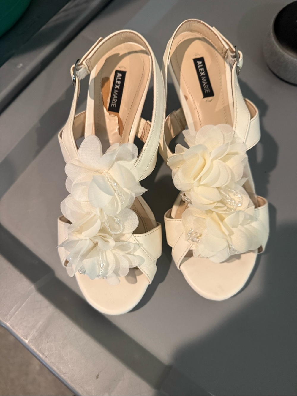 Alex Marie Cream Floral Slingback Heels